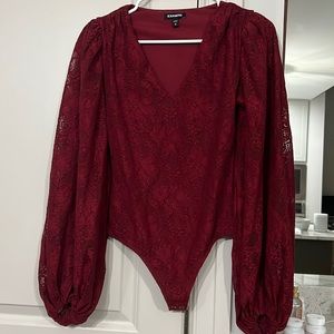 Mahogany lace bodysuit from express